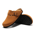 Boston Suede Comfort Clogs – Caramel