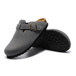 Boston Suede Comfort Clogs – Dark Grey