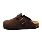 Boston Suede Comfort Clogs – Dark Brown