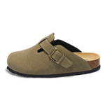 Boston Suede Comfort Clogs – Moss Green