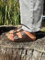 Maibulun Leather Arizona Sandals – Brown