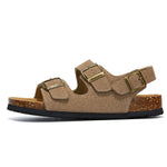 Amalfi Three-Strap Cork Sandals – Sand